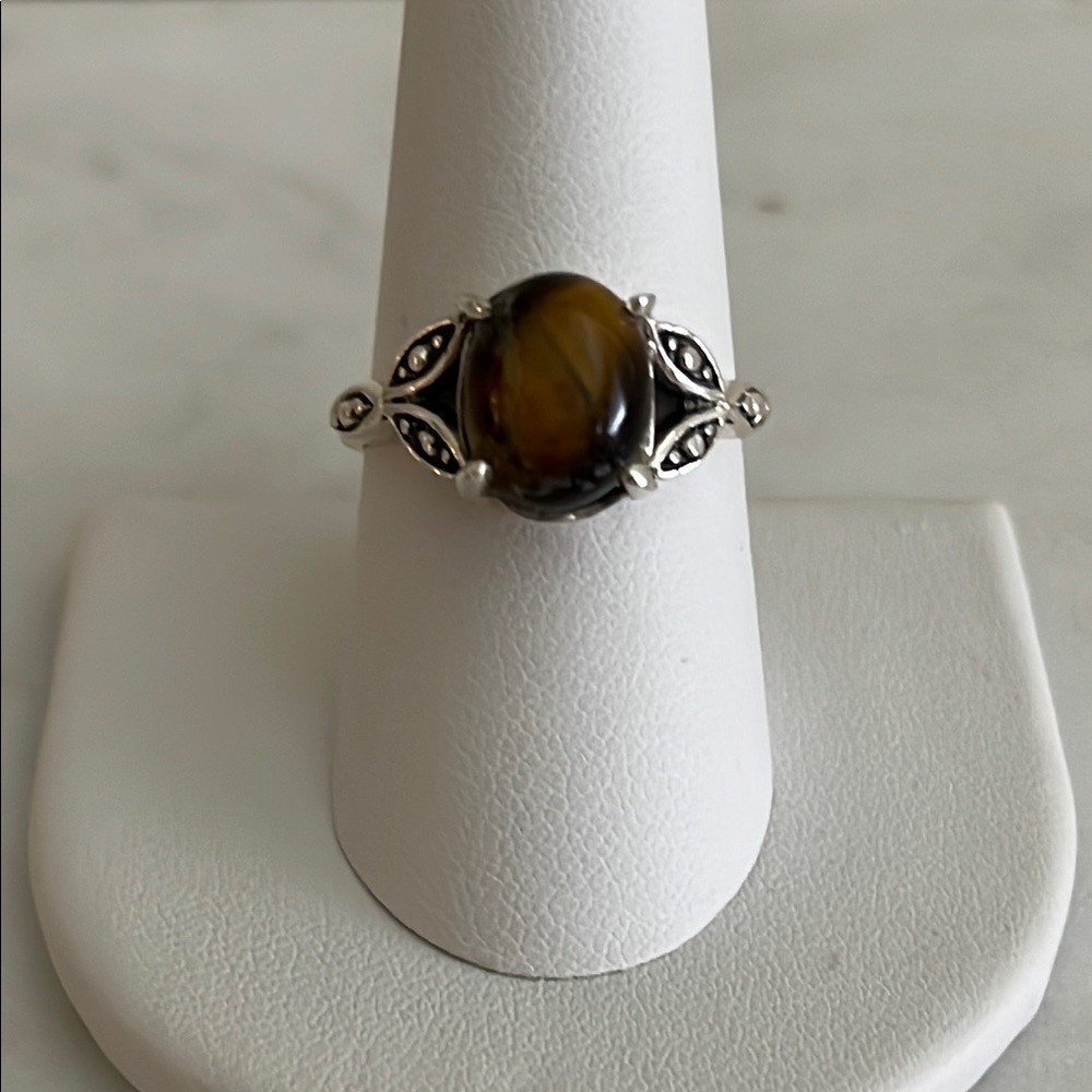 925 Solid Sterling Silver Tigers Eye Gemstone Rin… - image 3